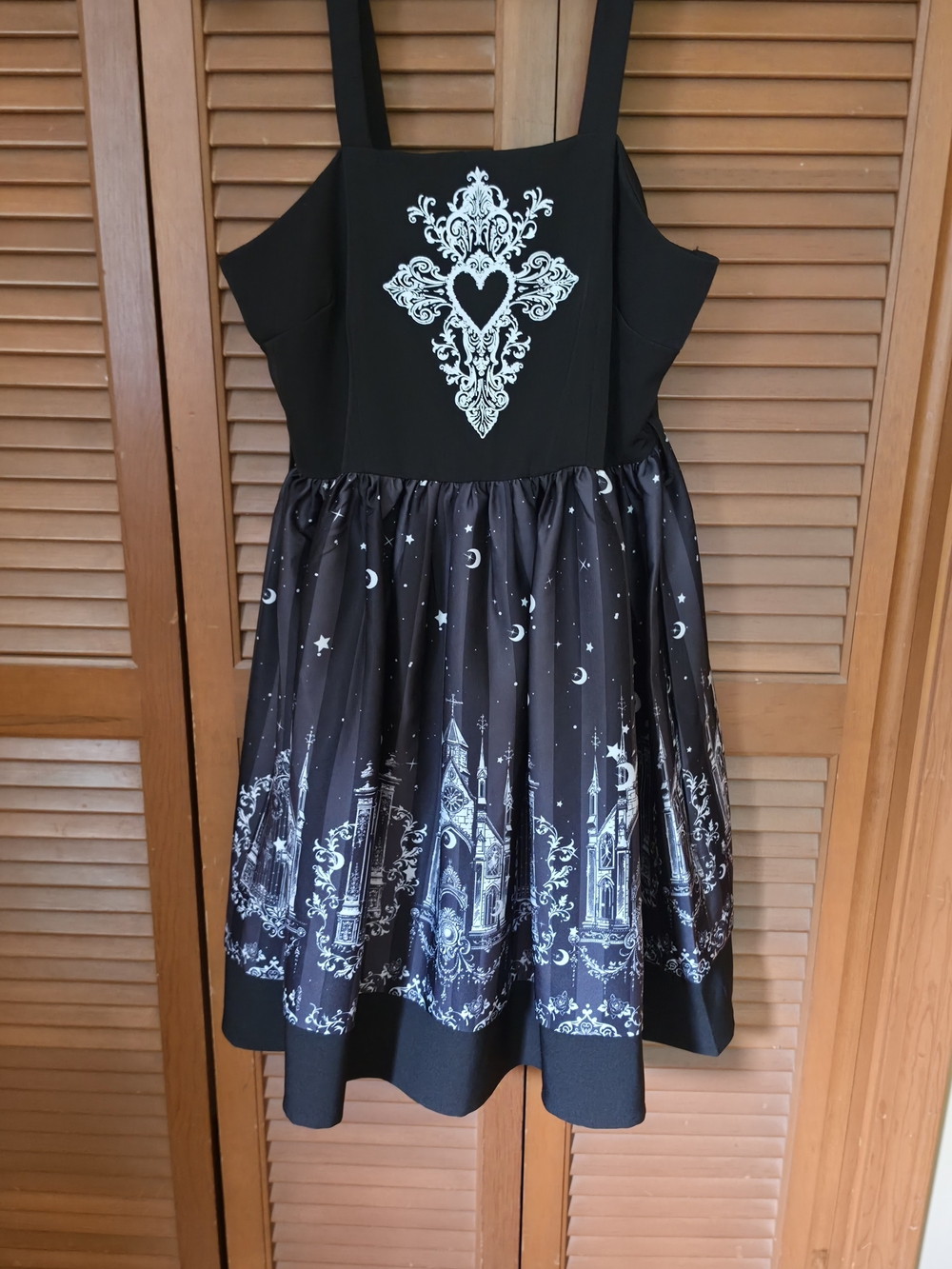 ROMWE Black Gothic Castle Print Jumper Dress